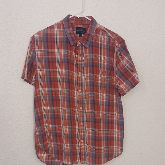 Lucky Brand Red and Blue Casual Button Down Shirt - Picture 1 of 4